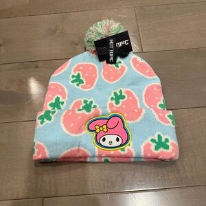 Hot Topic My Melody Beanie with Pink and Blue Strawberry Design